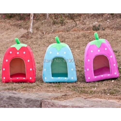 2014 New Arrival Strawberry Sponge Pet House Bed Cat Dog Kennel Warm Cushion Basket S/M/L Size Free Shipping,50pcs/lot