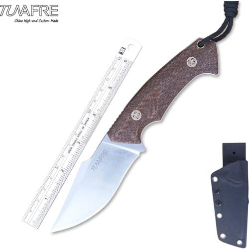Tunafire New Outdoor Tactical Fixed Blade Knife Camping Survival Knives High-end Micarta Handle D2 Stainless Steel EDC Tools