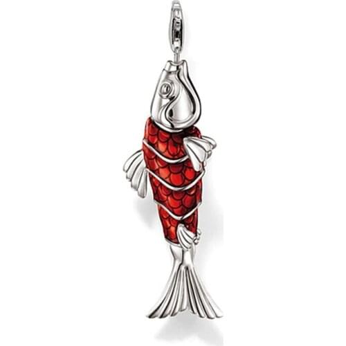 Red Blue Carp Fish Pendants Fit Necklaces Bracelet Bag, Thomas Style Charms Pendant 925 Sterling Silver Ts Jewelry For Women Men
