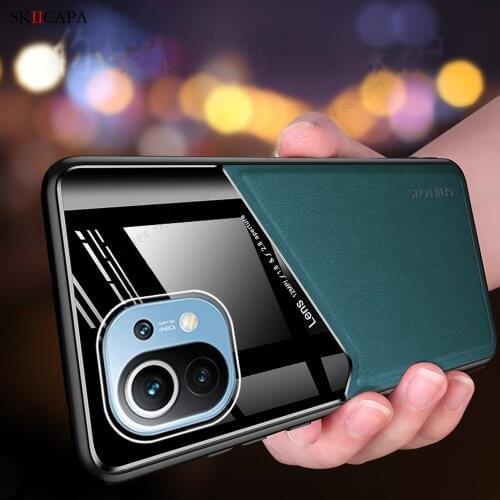 Shockproof Phone Back Cover for xiaomi mi 11 MI 11 cover luxury fashion PC Leather Case for xiaomi 11 phone case