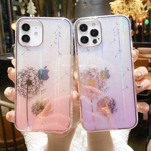Luxury plating Aurora colorful feather quill-pen 2 in 1 Phone Case For apple iPhone 12 Pro Max 7 8 Plus X XS XR 11 MiNi SE Cover