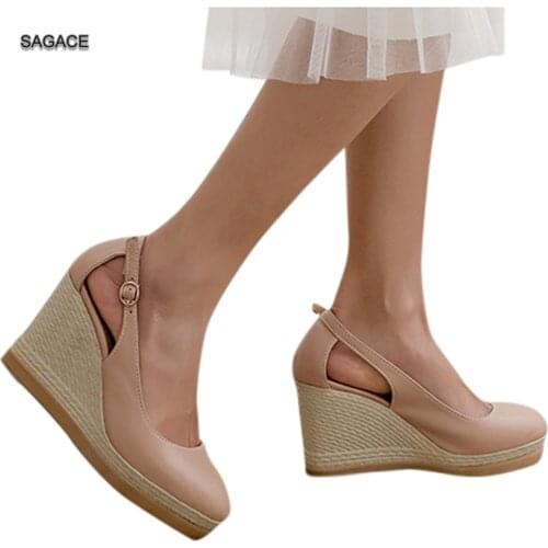 SAGACE Womens Flats Pumps Wedge Buckle Pointed Toe Non-slip Casual Single Shoe Sandals Fashion Female Slides Summer Shoes