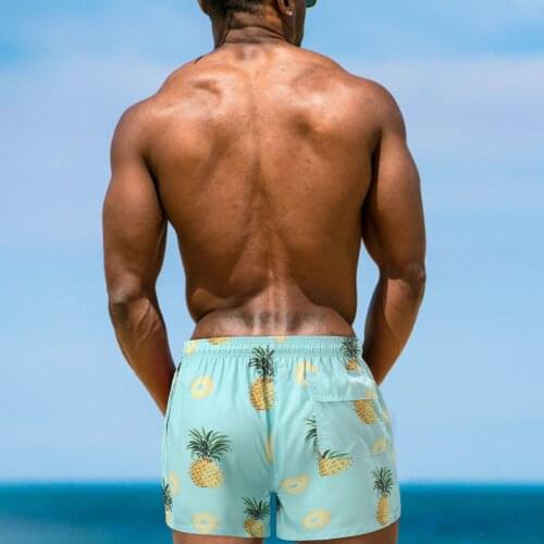 Men Swim Shorts Quick Dry Summer Beach Board Swimwear Fashion Pineapple Print Shorts Lining Swimming Trunks Shorts Men Clothing
