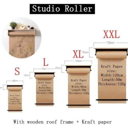 Studio Roller DIY Kraft Paper Studio Wall Mounted Roller Wall Mount Kraft Paper Holder Art Easel Note Taking Roller for Kids