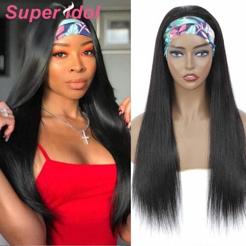 Super Straight 150 Density Headband Wig Human Hair Wigs Glueless Brazilian Hair Wigs Remy Human Hair Wigs for Black women
