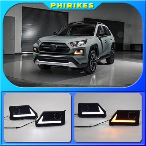 LED DRL Day Light for Toyota RAV4 Adventure 2019-2021 Daytime Running Light Fog Lamp with Dynamic Sequential Turn Signal