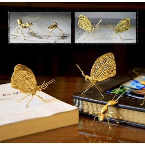Vintage Ant Butterfly Ornament Decor Zinc Alloy Simulation Animals Small Figurines Creative Shooting Props Home Office Decor