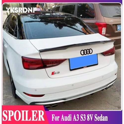 YKSRDNF A3 S3 8V Carbon Fiber Rear Trunk Lip Spoiler Wing For Audi A3 S3 8V Sedan 2014-2015 V Style