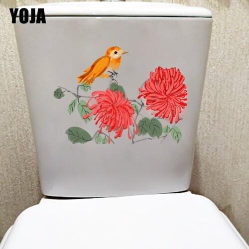 YOJA 21.7X16CM Watercolor Flowers And Birds Classical Art Home Wall Sticker Decal Toilet WC Decor T1-1339