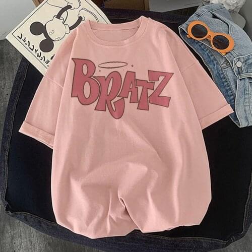 Summer New Bratz Letter Women T-Shirts Casual Tops Fashion Harajuku Short Sleeve Print Y2k Graphic Streetwear Oversized t-shirt