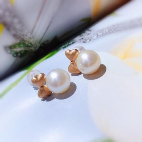 MADALENA SARARA 18K Gold Freshwater Pearl Women Earring Knot Design 7.5-8.0mm Pearl Earring