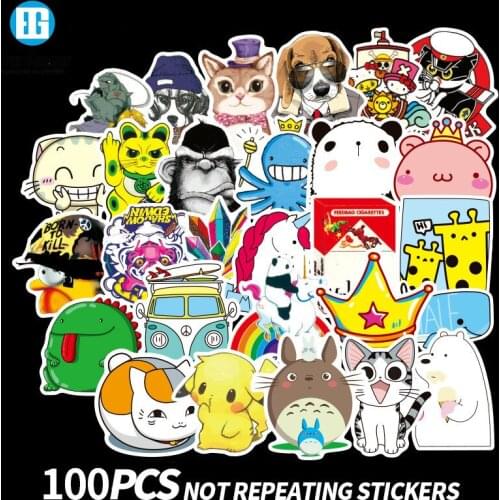 100pcs Not-Repeating Cartoon Car Stickers for Car Styling Motorcycle Laptop Travel Luggage Cool Funny Sticker Bomb JDM Decals