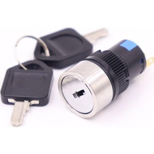 16mm latching 2 position key push Button Metal Push Button Switch 1NO 1NC Stainless steel waterproof