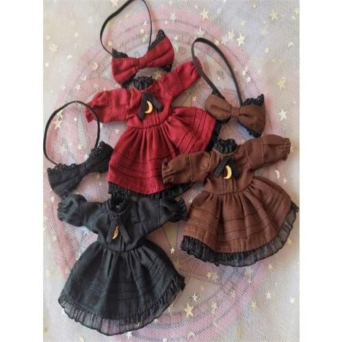 2Pcs/Set 1/12Doll Dress Ob11 Bow 1/12 Doll Clothes (Fit Obitsu11,BJD12,Cu-Poche,P9, Molly)