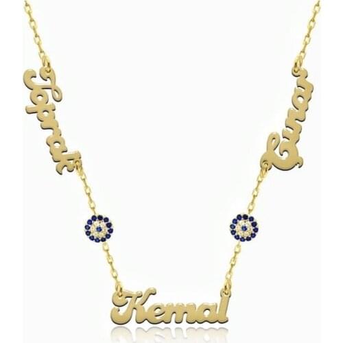 3 Three Is Evil Eye Family Necklace Silver Necklace