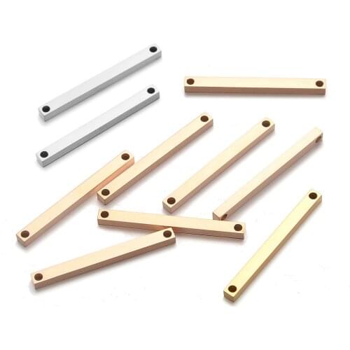 30Pcs/Lot Stainless Steel Mirror Polish 3*35mm Blank Bar Charms Connectors Two Holes For DIY Making Necklace Jewelry Accessories