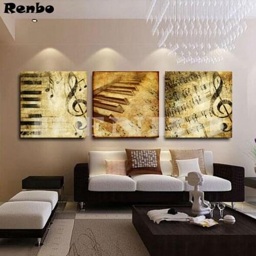 3D Diamond Cross Stitch Resin Full Square Diamond Sets,3pcs Classical Piano Music Diy Diamond Painting Mosaic Diamond Embroidery