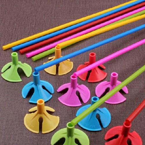 20 Sets 40cm Balloons Holder Sticks with Cup Latex Balloon Stick White PVC Rods birthady wedding Party Decoration supplies