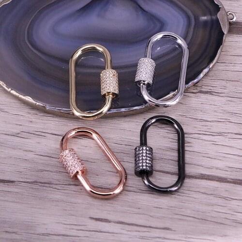 5PCS, Crystal Zirconia Clasp Lock Carabiner , Micro Pave CZ Pave Lock Oval Shaped Jewelry Findings