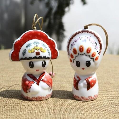 7.5cm wedding gift Ceramic Decoration Crafts Home Furnishing Hollow lovers Accessories Zakka Ceramic wind chimes bell