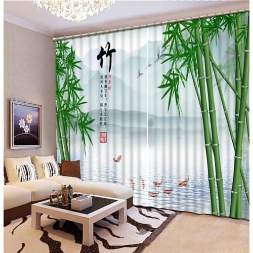 Bamboo curtains Landscape Scenery Beauty Digital Photo Printing Blackout 3D Curtains for Living Room