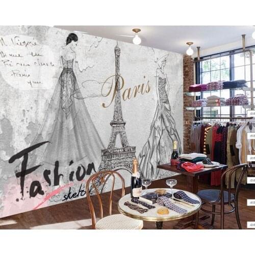 Free Shipping Fashion Personality Shop Decoration Wallpaper Mural Custom 3d Bridal Shop Dress Shop Wallpaper Store Mural