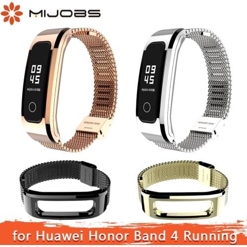 Mijobs Milanese Bracelet for Huawei Honor Band 4 Running Strap Metal Strap Smart Accessories Wristband for Honor Band 4 Running
