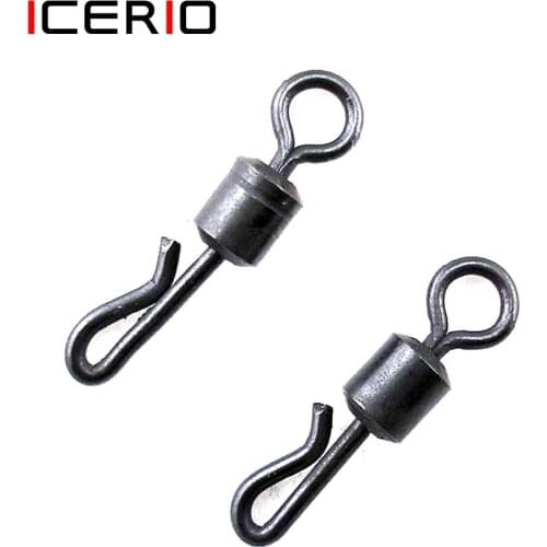 [50 pcs] Q-Shaped Quick Change Swivels With Safty Lead Weight Clip for Carp Fishing Terminal Accessory Size 4 / UK Size 8