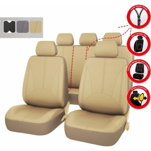 Car seat covers pu leather black gray beige color automotive car accessories car styling universal car seat cover for ford lada