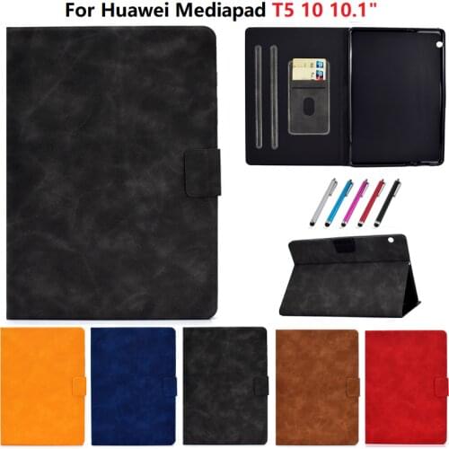 Case for Huawei MediaPad T5 T 5 10 10.1 Cover PU Leather TPU Flip Wallet Tablet Shell For Funda Huawei MediaPad T5 Case Coque