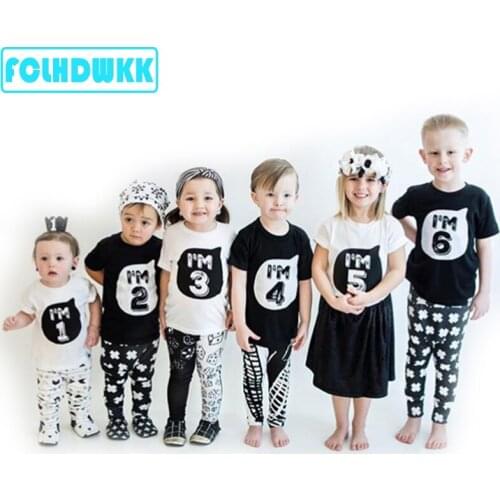 Kids Summer Short Sleeve T-Shirt For Children Boys Girls Children Cotton Brand Short Sleeves Siblings Alphabet Numbers T-shirt