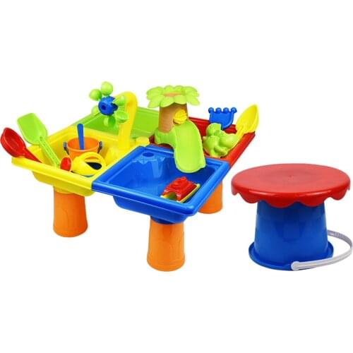 26pcs 2 in 1 Kids Sand Water Play Table Toddlers Sandbox Sand Table Sensory Table Beach Toy for Boys Girls