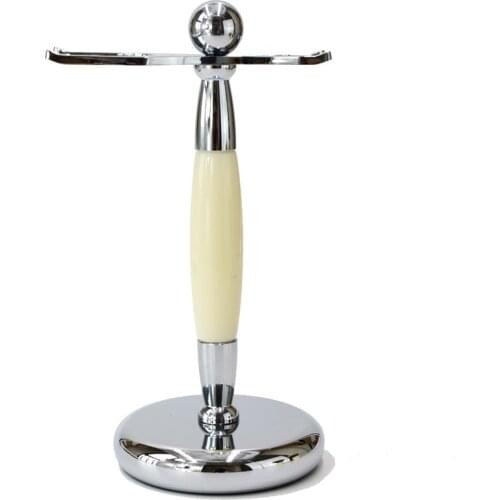 Dscosmetic white metal shaving brush stand safety razor holder