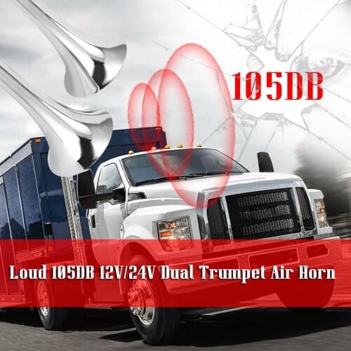 Double Tube Horn With Air Outlets Car Horn 12.0V 24V General Car Horn Loudspeaker Auto One Tube 105dB Double Tubes 210dB