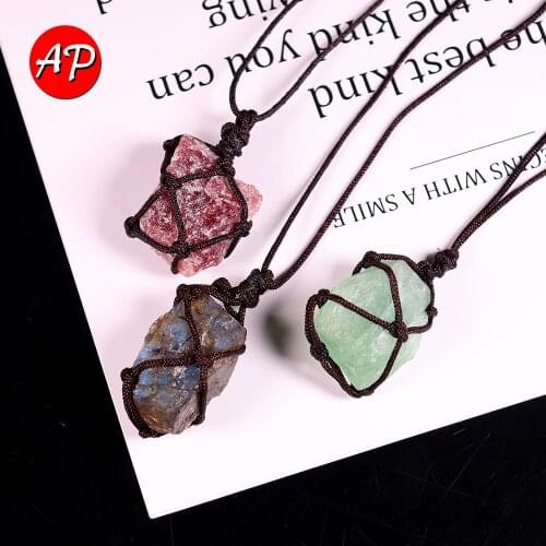 Natural Irregular Crystal Necklaces Pendants Suspension Gem Stone Reiki Quartz for Women Men Jewelry Gift