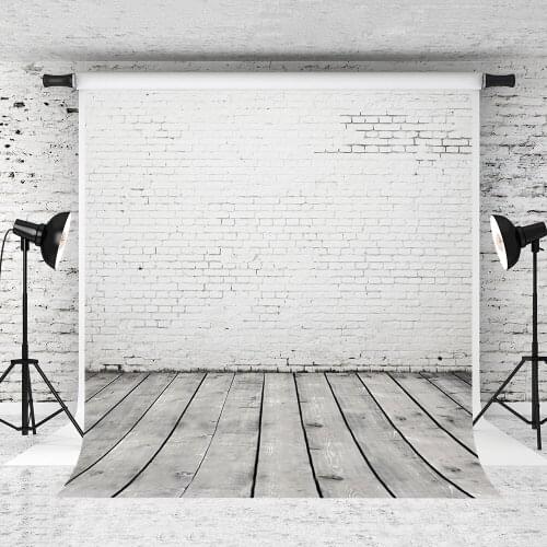 VinylBDS 10X10FT White Brick Photography Backdrops Fundo Brick Wood Flooring Chidlren Backdrops For Photography