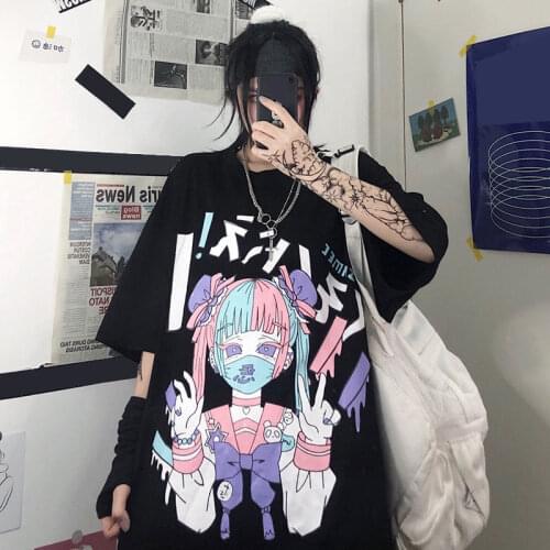 Oversized t-shirt anime tshirt 2021 womens Tee shirts for summer Comics Bear womens tops Ladies femme clothing Free Shipping