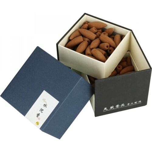 Approx 120pcs/Box Agarwood Smoke Backflow Incense Cones Aroma Reflux Tower Incense Teardrop-Shaped Brown Two Layers Cones Gift