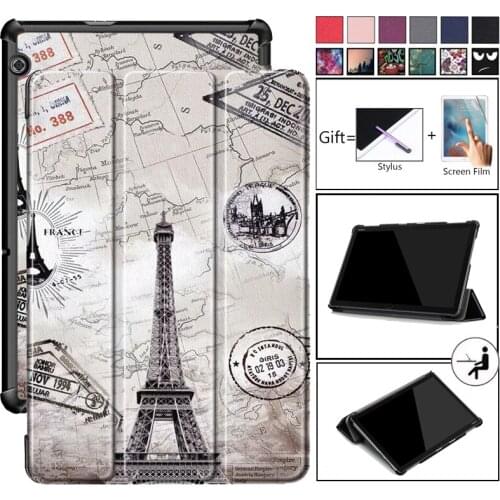 Leather Case For Huawei MediaPad T3 9.6 T5 10 Tablet Case For MediaPad T5 AGS2-W09/L09/L03/W19 10.1"Tablet Stand Cover +Film