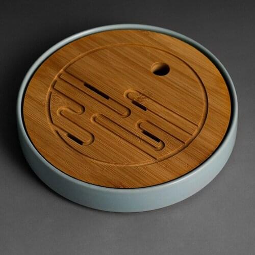 Round Simple Tea Tray Ceramic Tea Accessories Small Water Storage Tea Tray Chinese Style Bandeja Comida Tea Set Tools DI50CP