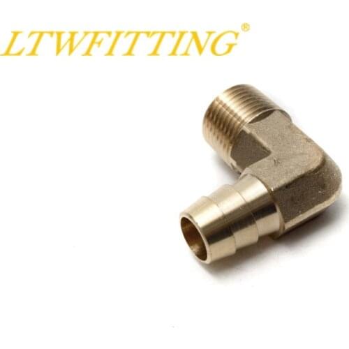 LTWFITTING 90 Deg Elbow Brass Barb Fitting 1/2 ID Hose x 3/8" Male NPT Fuel Boat