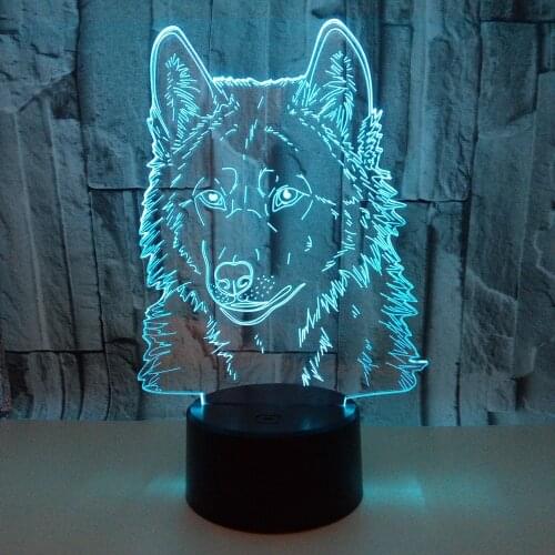 Wolf 3d Small Table Lamp Multi Color Gift Touch And Remote Control 3d Small Night Lighting Table Lamps For Living Room