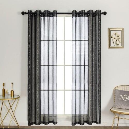 MERRYLIFE Silver Dots Tulle Sheer Window Curtains for Living Room the Bedroom Modern Tulle Voile Organza Curtains Fabric Drapes