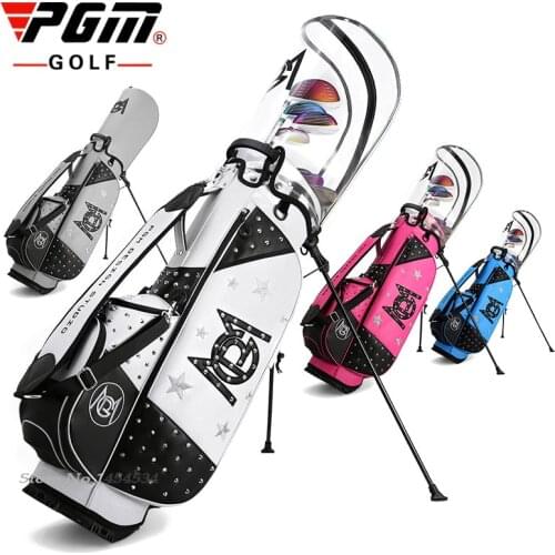 Fashion Rivet Rack Bag PGM Golf Womens Transparent Cap Waterproof High Capacity Clubs Bag Ladies Triangle Stable Stand Ball Bag