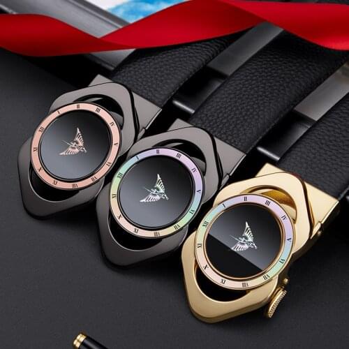 Mens Belt Fashion Genuine Leather Slide Ratchet Belt Dress For Men Trim to Fit Automatic Buckle Belts 20591-93P