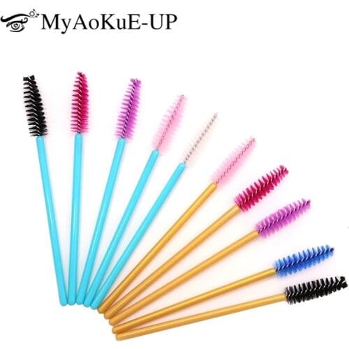 New 250 PCS Disposable Eyelash Brush Mascara Wands Applicator Wand Brushes Eyelash Comb Brushes Spoolers Makeup Tool Mix 5 Color