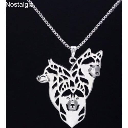 Nostalgia Lovely Husky Family Dog Necklace Dainty Siberian Animal Pendant Jewelry Dog Memorial Gifts For Christmas