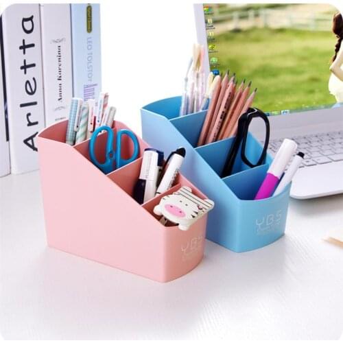 Plastic Desktop Storage Organizer Caddy Remote Control Pen Pencil Makeup Holder Box for Kitchen Office Desk Home Bathroom