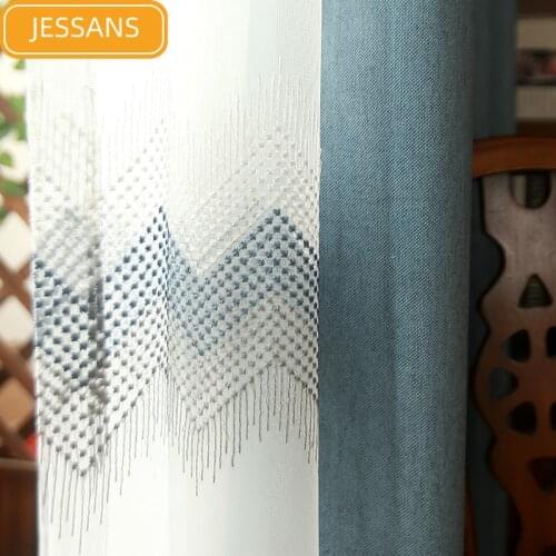 Nordic Simple High-end Solid Color Curtains Blackout Curtains for Living Room Bedroom Balcony Window Screen Water Ripples