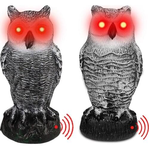 Realistic Bird Scarer Plastic Owl Scarecrow With Rotating Head And Sound For Garden Yard Bird Outdoor Pest Control